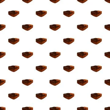Chocolate brownie dessert pattern repeating on white background Stock Illustration
