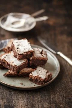 Chocolate Brownie Pie Stock Photos