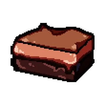 Chocolate brownie pixel art vector illustration Stock Illustration