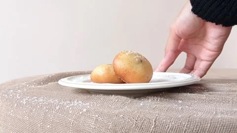 Chocolate bun with a white background Stock Footage 146249432