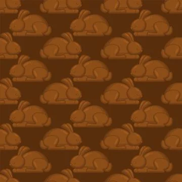 Chocolate bunny pattern seamless. Rabbit made of chocolate background. Sweetn Stock Illustration
