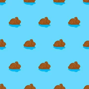 Chocolate bunny pattern seamless. Rabbit made of chocolate background. Sweetn Illustrazione stock