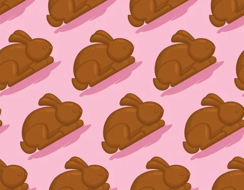 Chocolate bunny pattern seamless. Rabbit made of chocolate background. Sweetn Stock Illustration