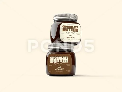 Chocolate Butter Jar Packaging Mockup Template PSD