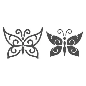 Chocolate butterfly line and solid icon, Chocolate festival concept, candy sign Stock Illustration