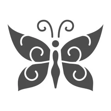 Chocolate butterfly solid icon, Chocolate festival concept, candy sign on white Stock Illustration