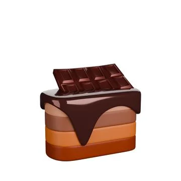 Chocolate Cake 3D rendering on white background have work path. Stock Illustration