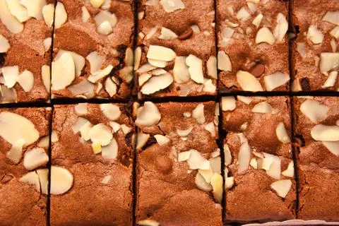 Chocolate cake with almonds Stock Photos