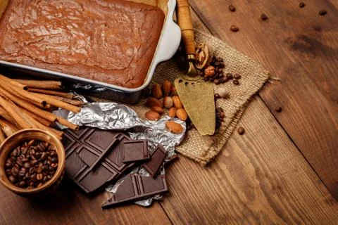 Chocolate cake on a baking sheet Stock Photos