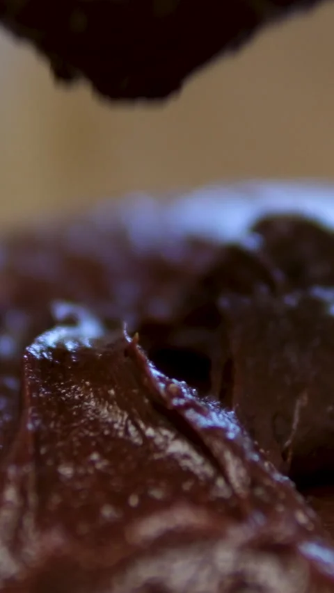 Chocolate cake batter Pour Batter Into A Baking Dish. Stock Footage 306932731