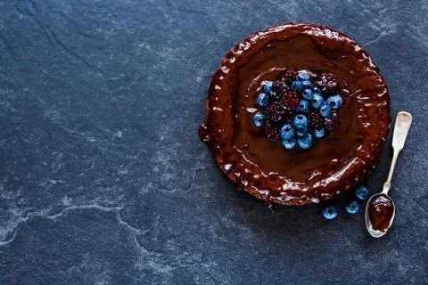Chocolate cake with berries Stock Photos