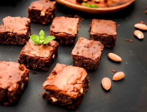 Chocolate cake brownie pattern top view Photos