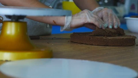 Chocolate cake for cake Stock Footage 75537378