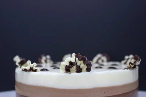 Chocolate cake. Cake of several varieties of chocolate: black, milk and white Stock Photos