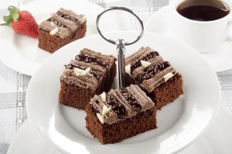 Chocolate cake on a cake stand Stock Photos