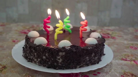 Chocolate cake with candles 스톡 동영상 224487416