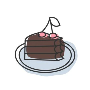 Chocolate cake with cherries icon for web vector illustration Illustrazione stock
