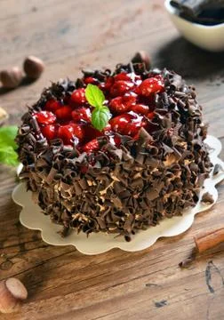 Chocolate cake with cherries Stock-Fotos