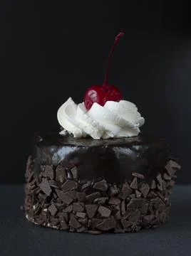 Chocolate cake with cherry Stock Photos