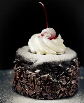 Chocolate cake with cherry Stock Photos