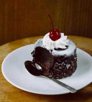 Chocolate cake with cherry Stock Photos
