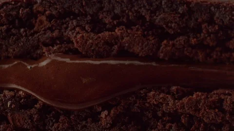 Chocolate cake with chocolte cream with different texture Stock Footage 86312810