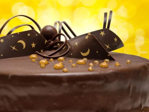 Chocolate cake close up Stock Photos