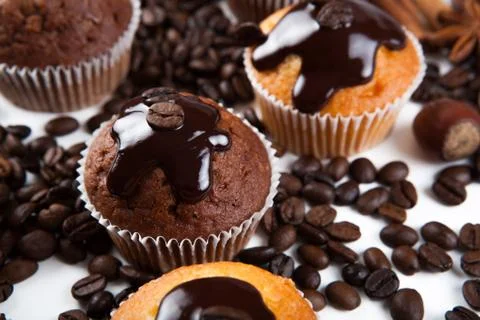 Chocolate cake with coffee beans Foto stock