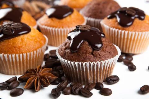 Chocolate cake with coffee beans Stock Photos