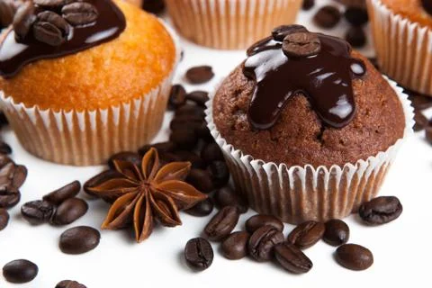 Chocolate cake with coffee beans Stock Photos