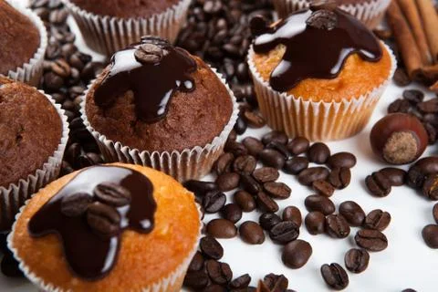 Chocolate cake with coffee beans Stock Photos