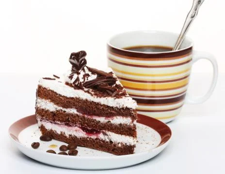 Chocolate cake with coffee Stock Photos