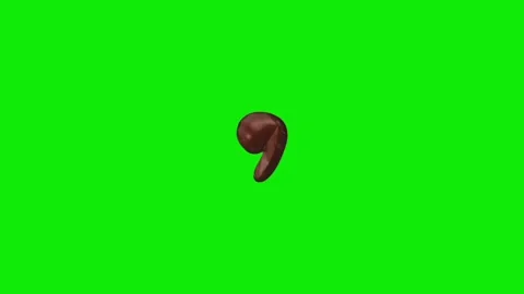 Chocolate cake comma punctuation animation on green screen background loop. Stock Footage 339323494