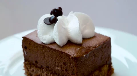 Chocolate cake with cream Stock Footage 54227947