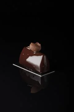 Chocolate cake on dark background Stock Photos