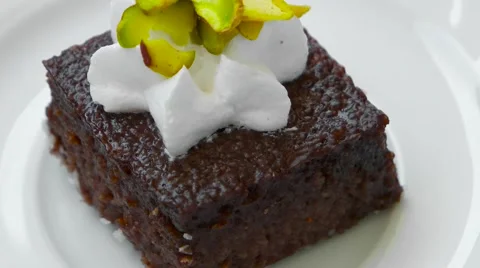 Chocolate cake with decoration, closeup Stock Footage 54230271