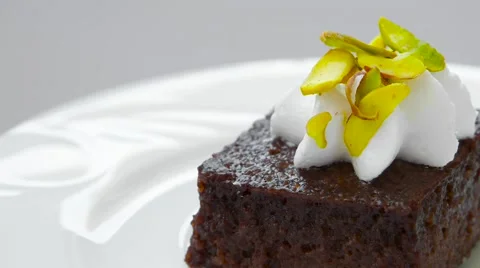 Chocolate cake with decoration Stock Footage 54230509