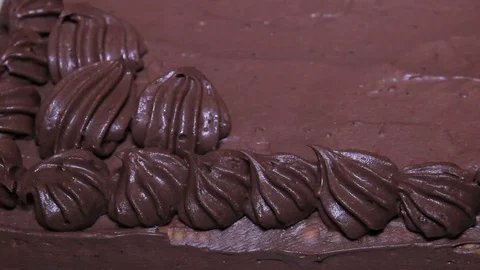 Chocolate Cake Details Close Up Stock Footage 90131891
