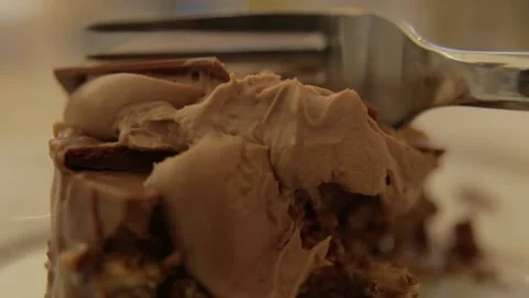 Chocolate cake eating with cake Stock Footage 229718124