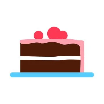 Chocolate cake flat icon isolated on white Stock Illustration