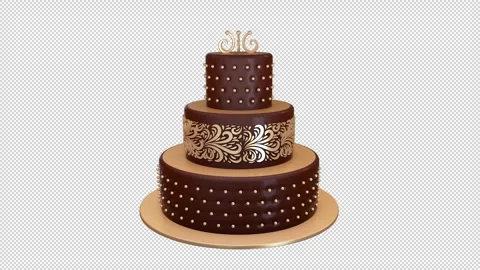 Chocolate cake with gold decorations Stock Footage 282509908