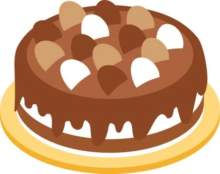 Chocolate cake isometric objec. Isolated vector illustration. Stock Illustration
