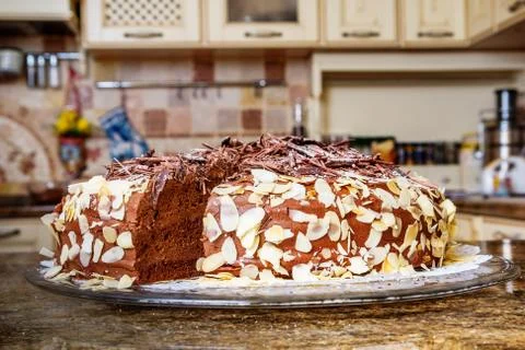 Chocolate cake in the kitchen Stock Photos