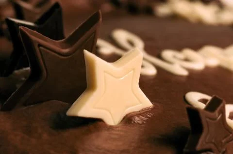 Chocolate cake macro close-up Stock Photos