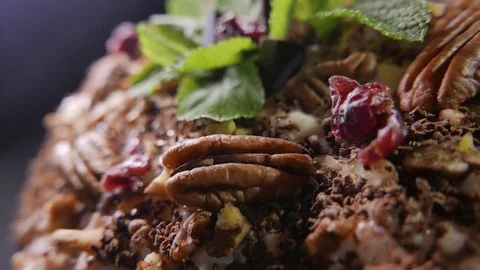 Chocolate cake with mint. 4K UHD Video stock 73570801