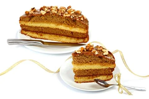 Chocolate cake with nuts. Foto stock