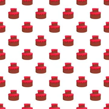 Chocolate cake pattern with red icing dripping Illustrazione stock