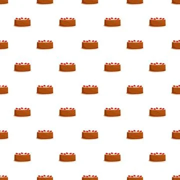 Chocolate cake pattern with strawberry topping Stock Illustration