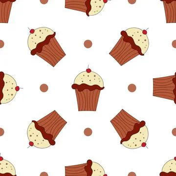 Chocolate cake pattern on white background for web design Stock Illustration