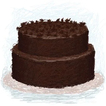 Chocolate cake on plate Stock Illustration